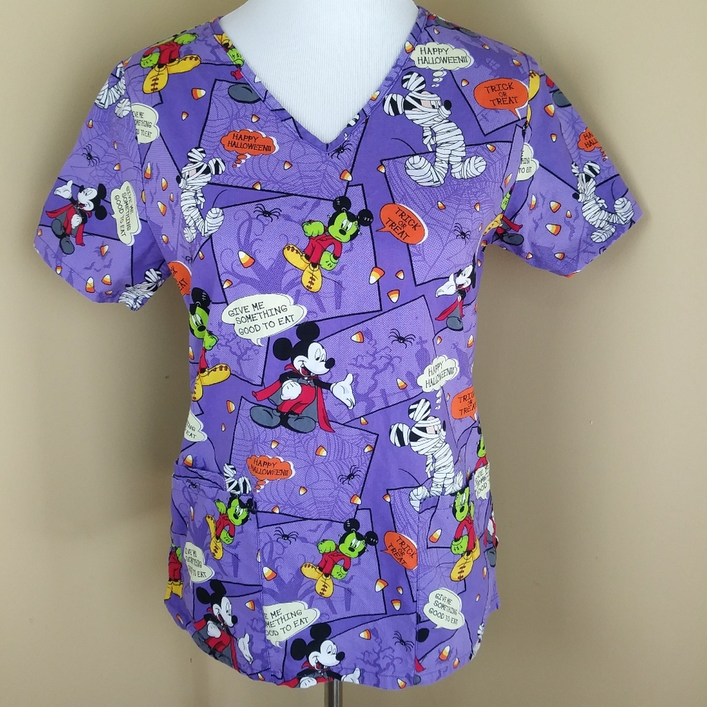 Disney Mickey Mouse Halloween Scrub Top Size XS